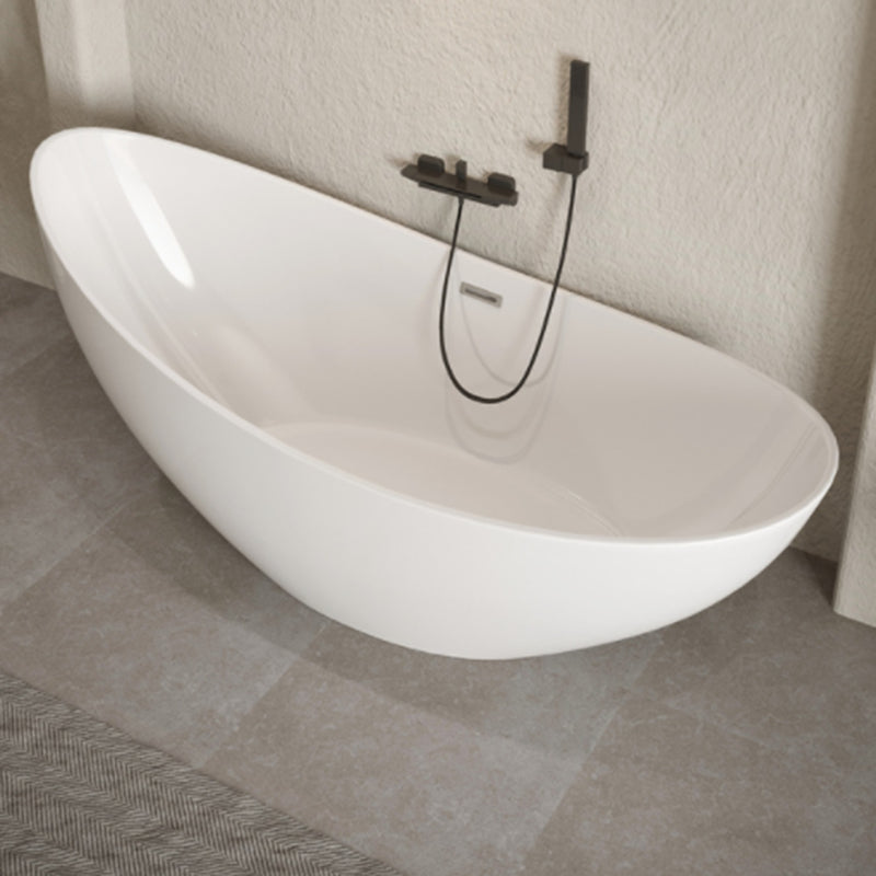 Modern Ellipse Acrylic Bathtub Freestand Soaking Bathtub with Drain Bath Tub