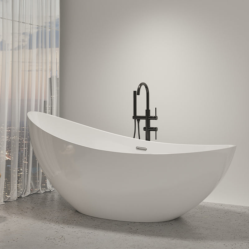 Modern Ellipse Acrylic Bathtub Freestand Soaking Bathtub with Drain Bath Tub