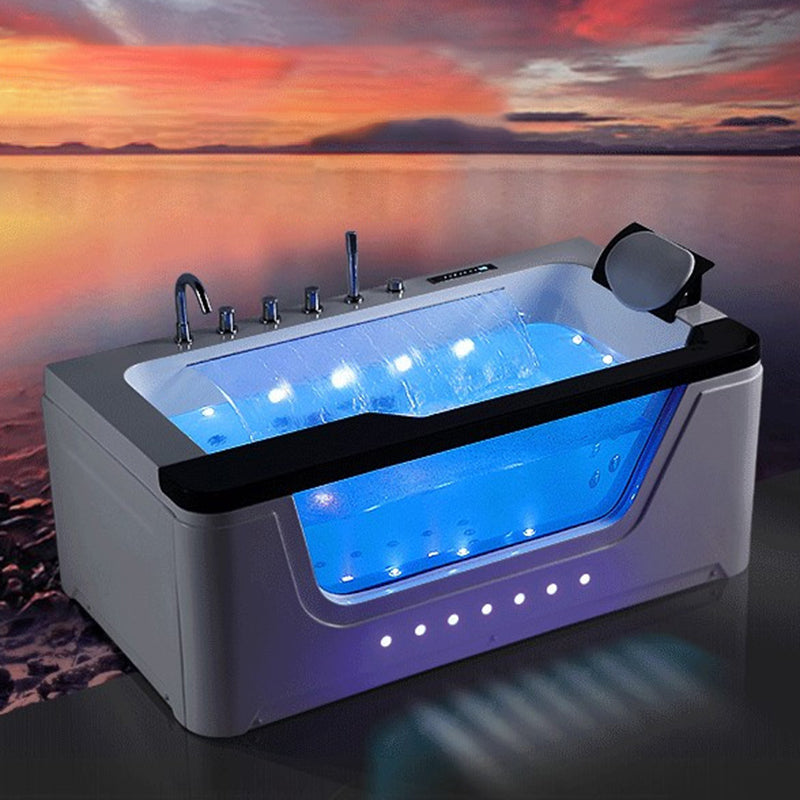 Modern Acrylic Bathtub White Rectangle Back to Wall with Drain Bath Tub and Massage Device