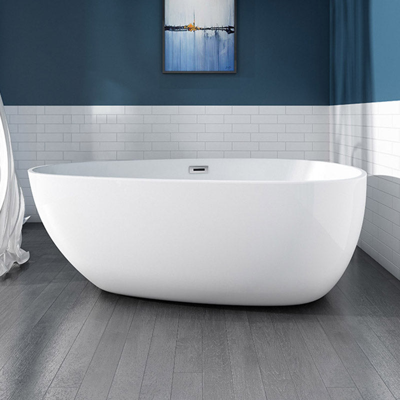 Polished Finish Acrylic Oval Bath Tub Soaking Stand Alone Tub with Drain