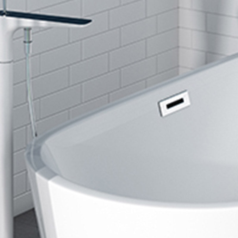 Polished Finish Acrylic Oval Bath Tub Soaking Stand Alone Tub with Drain