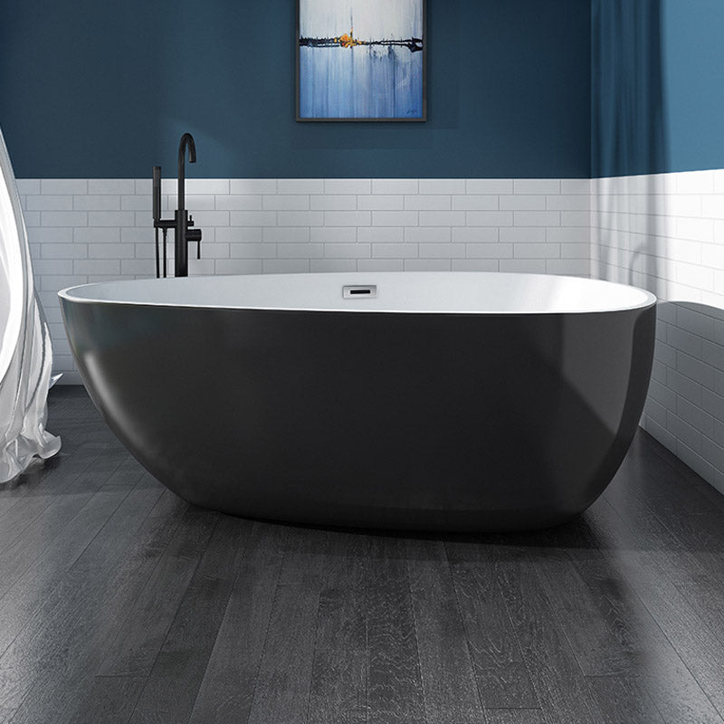 Polished Finish Acrylic Oval Bath Tub Soaking Stand Alone Tub with Drain