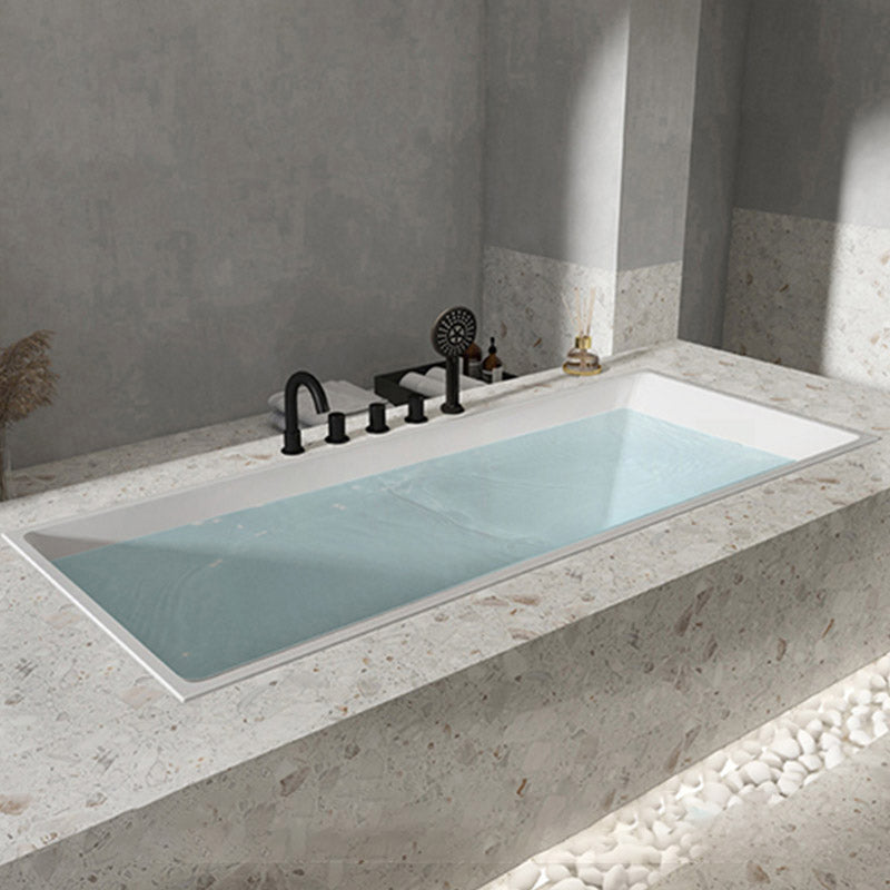 Modern White Embedded Bathtub Acrylic Rectangle with Drain Bath Tub