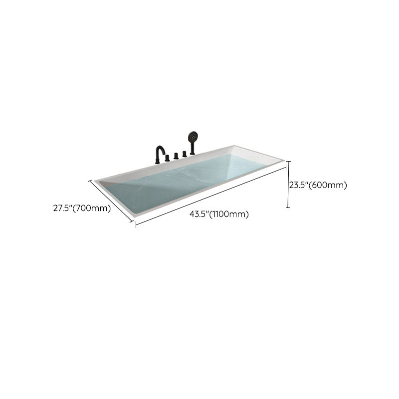 Modern White Embedded Bathtub Acrylic Rectangle with Drain Bath Tub