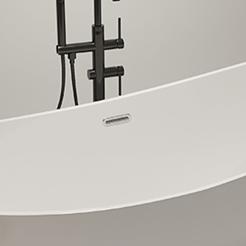 Contemporary White Acrylic Oval Bathtub Soaking Freestanding Tub