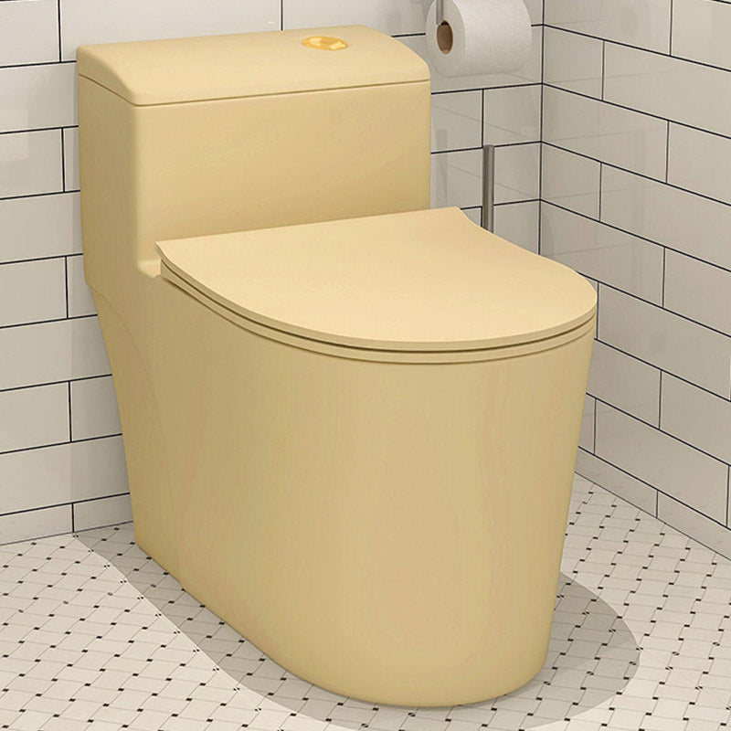 Floor Mount Toilet Traditional Skirted One-Piece Flush Toilet with Slow Close Seat