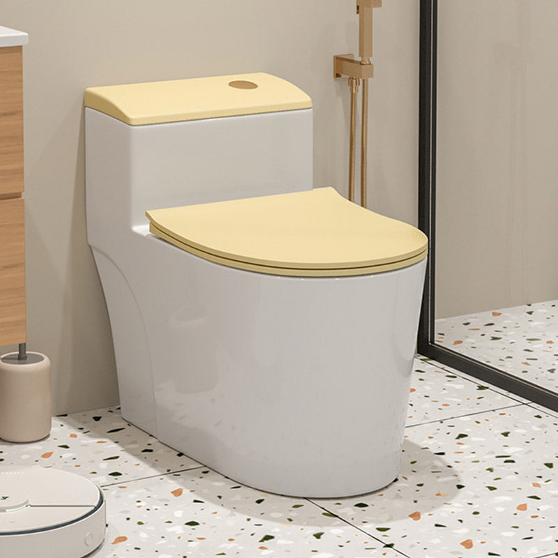 Floor Mount Toilet Traditional Skirted One-Piece Flush Toilet with Slow Close Seat