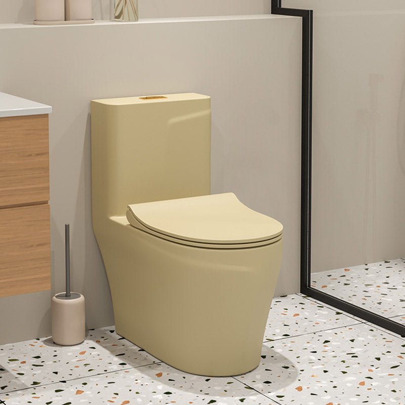 Floor Mount Toilet Traditional Skirted One-Piece Flush Toilet with Slow Close Seat