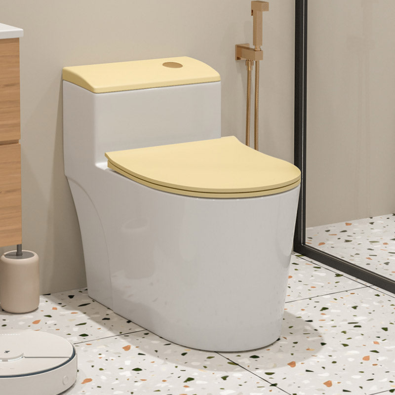 Floor Mount Toilet Traditional Skirted One-Piece Flush Toilet with Slow Close Seat