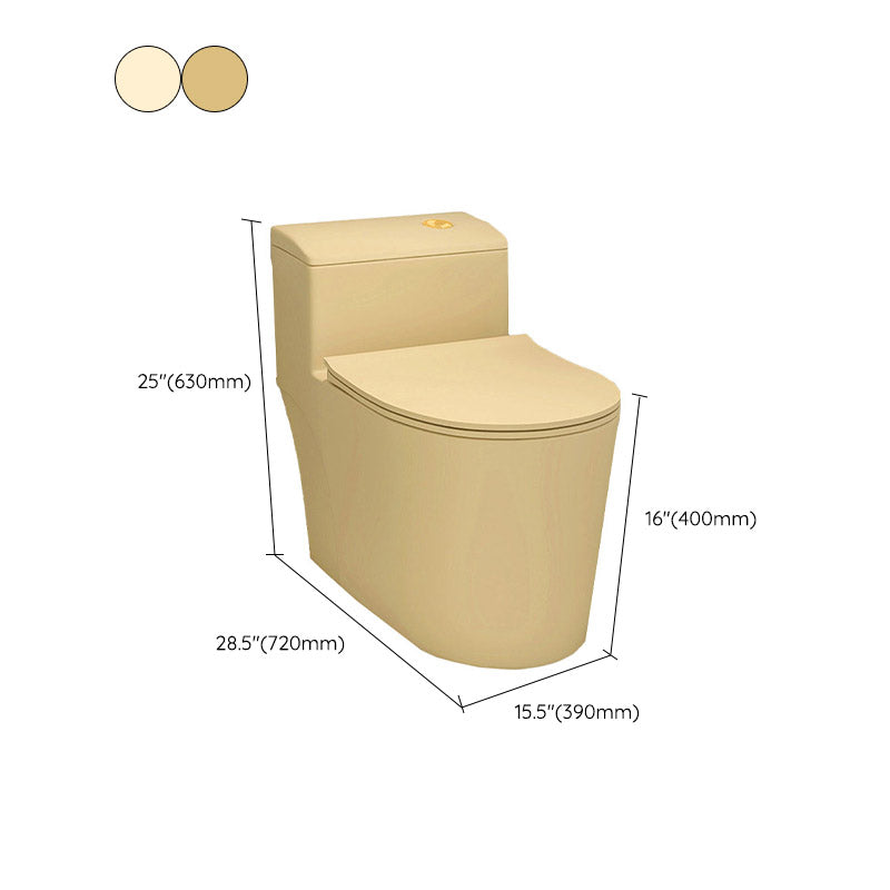 Floor Mount Toilet Traditional Skirted One-Piece Flush Toilet with Slow Close Seat