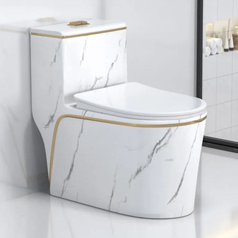 Traditional All-In-One Toilet Bowl Siphon Jet Toilet with Soft-Close Seat for Bathroom