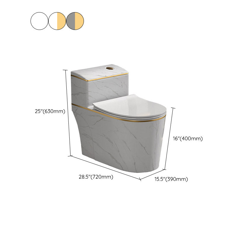 Traditional All-In-One Toilet Bowl Siphon Jet Toilet with Soft-Close Seat for Bathroom