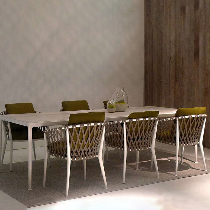 Boho Style 1/7 Pieces Dining Stone Set Rectangle Dining Table Set