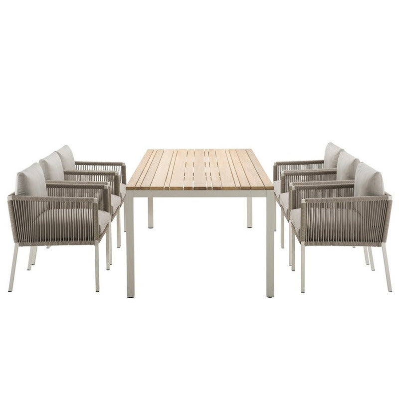 Boho Style 1/3/5/7 Pieces Dining Metal Set Wooden Dining Table Set for Outdoor