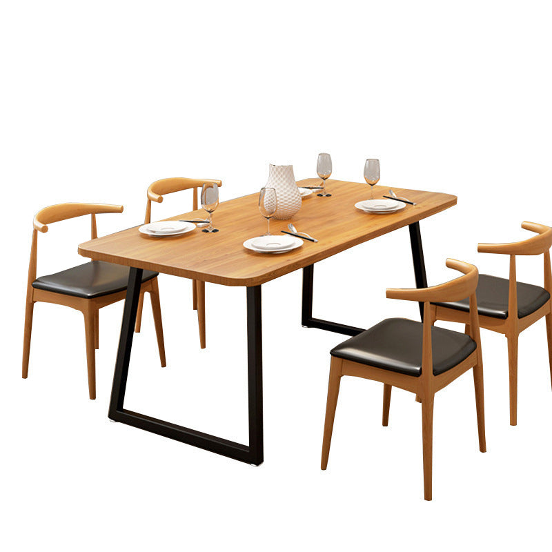 Industrial 1/2/5 Pieces Furniture Solid Wood Rectangle Dining Table Set in Brown