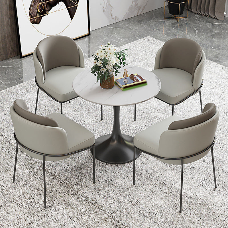 Round Dining Set with Padded Chairs 1/2/4/5 Pieces Stone Top Dinette Set for Kitchen