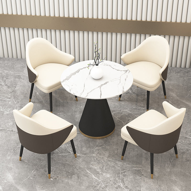 Glam Dinette Set for Dining Room 1/2/5 Pieces Glossy White Dining Table Set