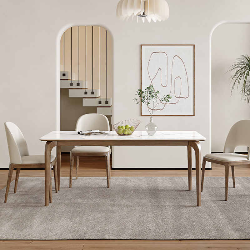 Modern White Stone Top Dining Set 1/5/6/7 Pieces Dining Table Set with White Chairs