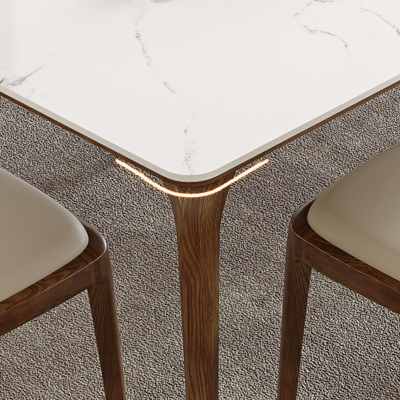 Modern White Stone Top Dining Set 1/5/6/7 Pieces Dining Table Set with White Chairs