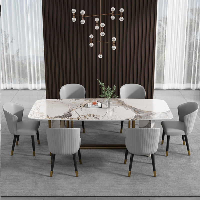 Nordic 1/2/5/7 Pieces Furniture Rectangle Stone Dining Table Set for Home