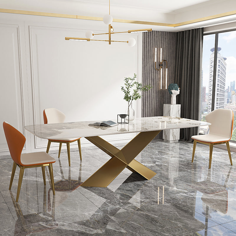 Glam Dinette Set with Leather Chairs 1/2/3/4/5 Pieces Glossy White Dining Table Set