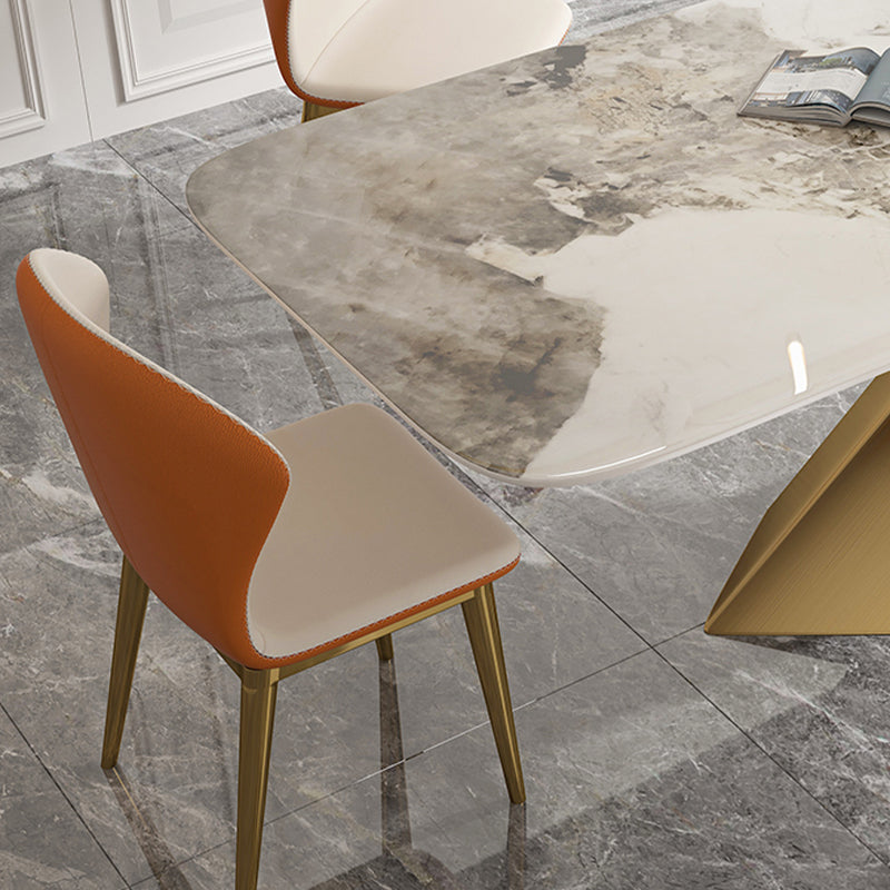 Glam Dinette Set with Leather Chairs 1/2/3/4/5 Pieces Glossy White Dining Table Set