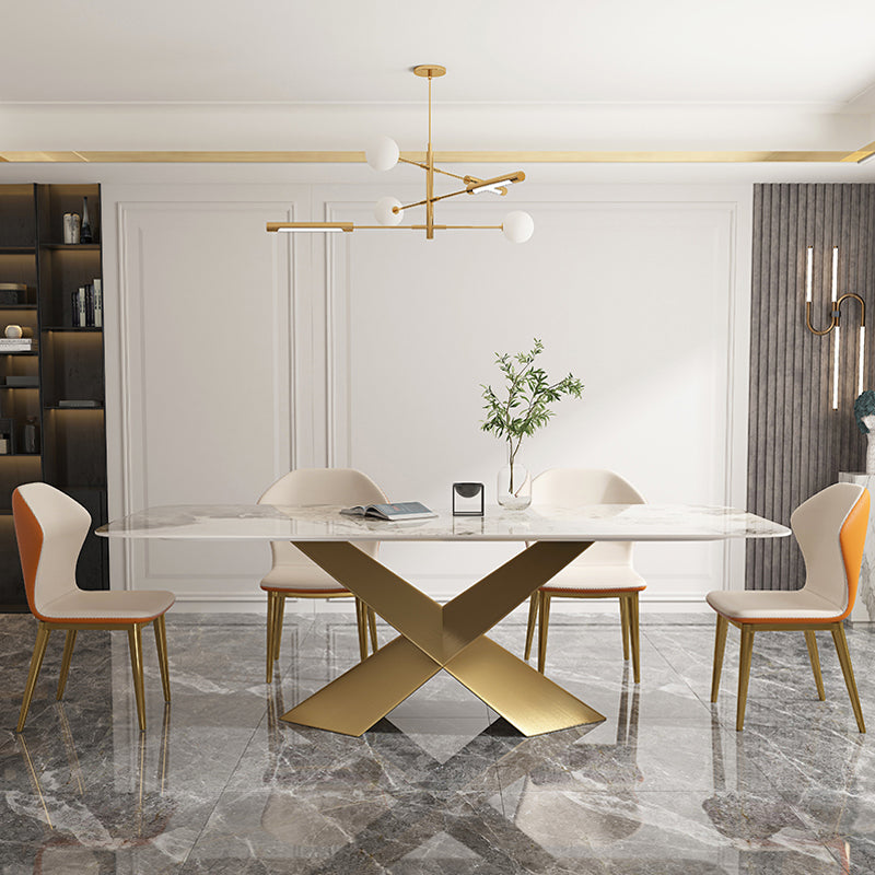 Glam Dinette Set with Leather Chairs 1/2/3/4/5 Pieces Glossy White Dining Table Set