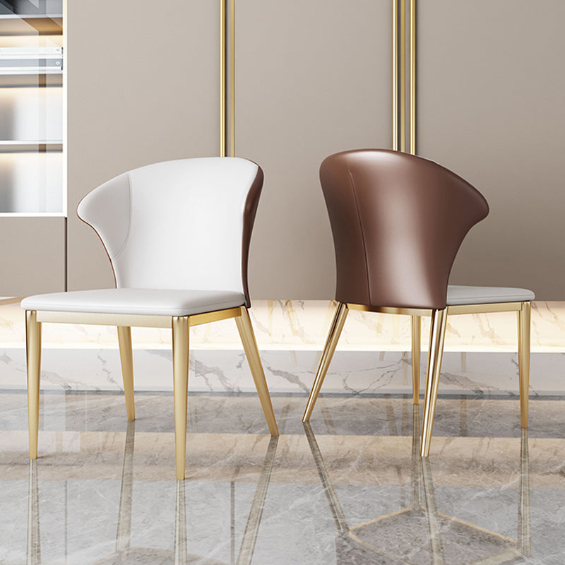 High Gloss White Dining Table Set 1/4/5/7 Pieces Glam Dinette Set with Leather Chairs