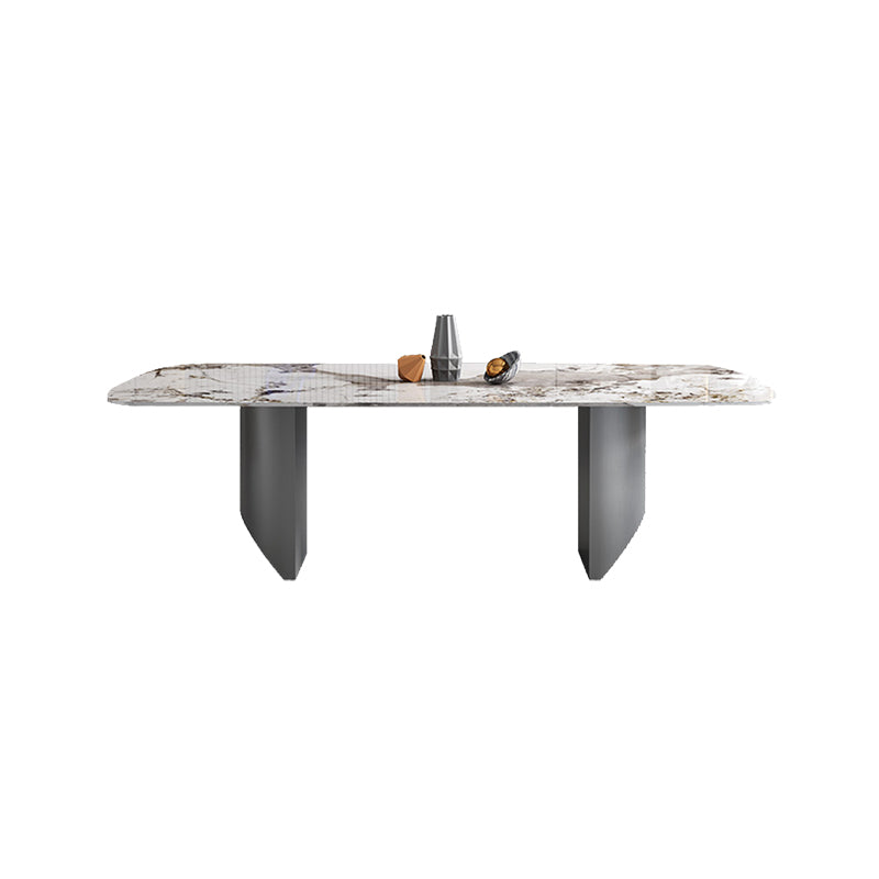 Contemporary 1/3/4/6/9 Pieces Dining Set Rectangle Stone Dining Table Set in White