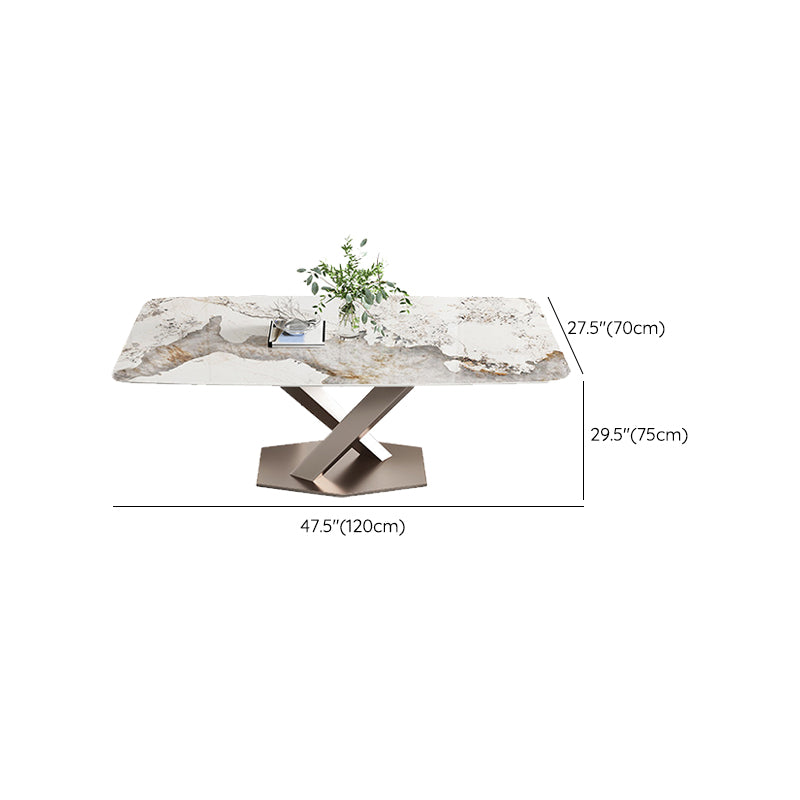 Contemporary 1/4/5/7 Pieces Dining Set Rectangle Stone Dining Table Set in White