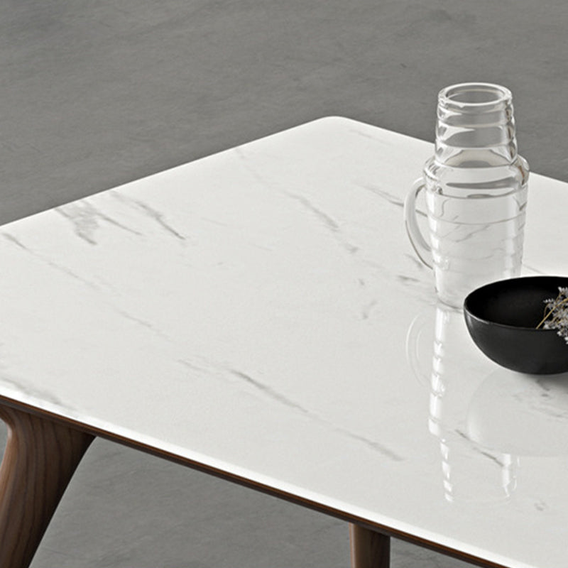 Contemporary 1/4/5 Pieces Dining Set Rectangle Stone Dining Table Set in White