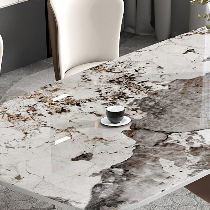 Minimalist 1/4/5/7 Pieces Furniture Stone Rectangle Dining Table Set in White