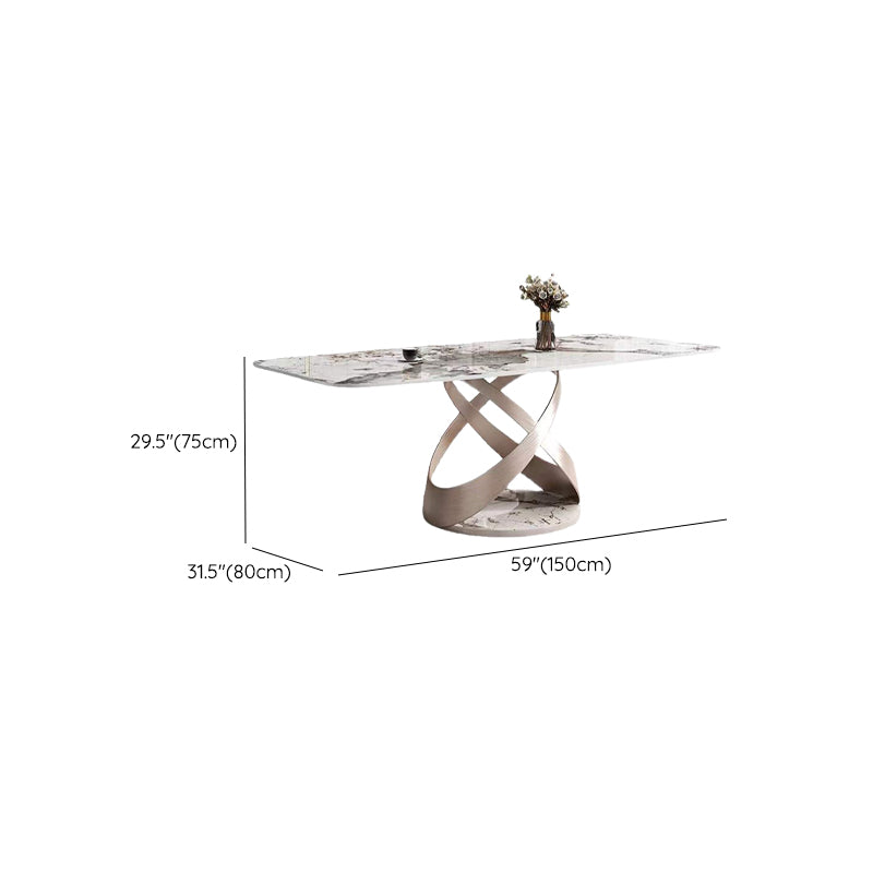 Minimalist 1/4/5/7 Pieces Furniture Stone Rectangle Dining Table Set in White