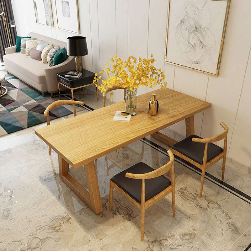 Contemporary 1/2/5 Pieces Furniture Rectangle Solid Wood Dining Table Set in Natural