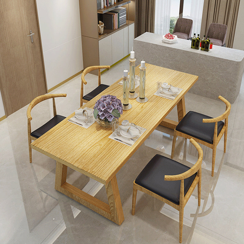 Contemporary 1/2/5 Pieces Furniture Rectangle Solid Wood Dining Table Set in Natural