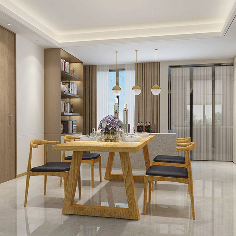 Contemporary 1/2/5 Pieces Furniture Rectangle Solid Wood Dining Table Set in Natural