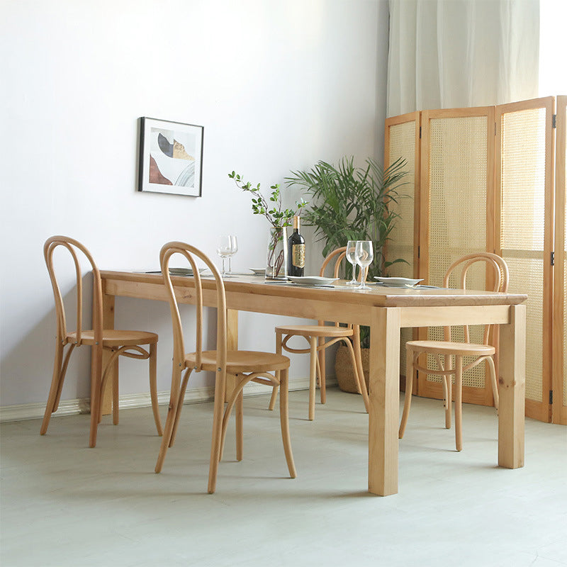 Modern Solid Wood Dining Set 1/2/5/7 Pieces Natural Finish Dinette Set with Wooden Chairs