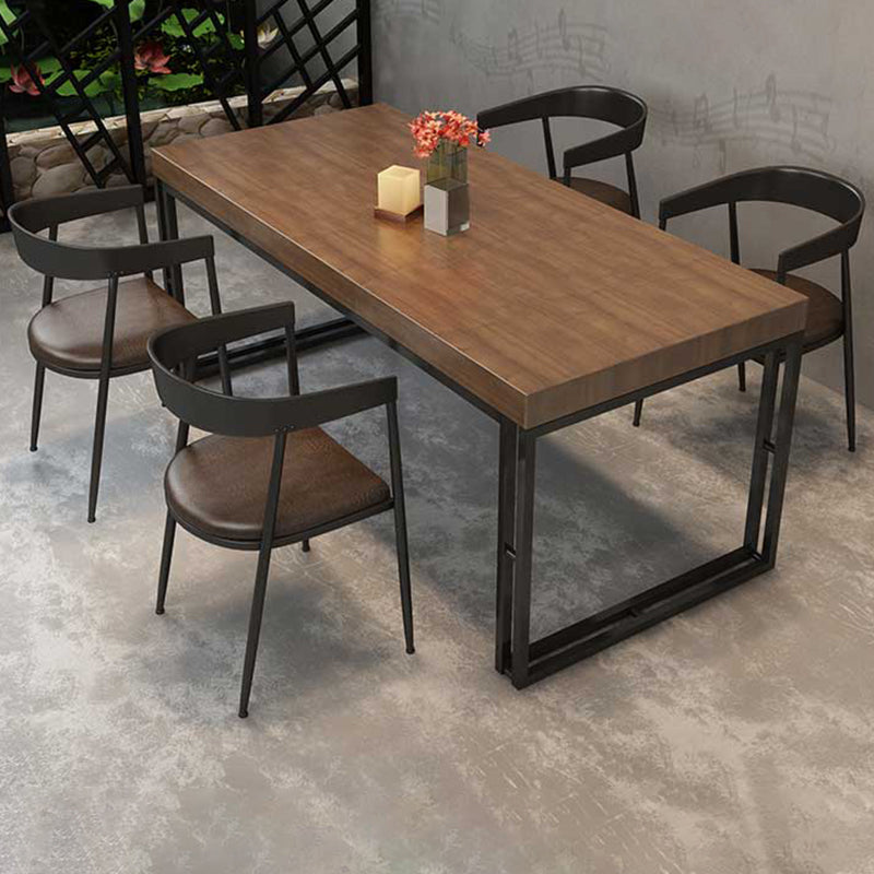 Industrial 1/2/5/7 Pieces Furniture Solid Wood Rectangle Dining Table Set in Brown