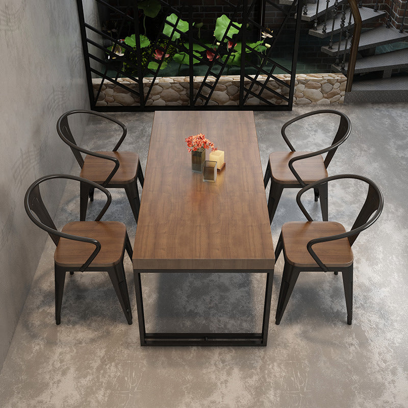 Industrial 1/2/5/7 Pieces Furniture Solid Wood Rectangle Dining Table Set in Brown