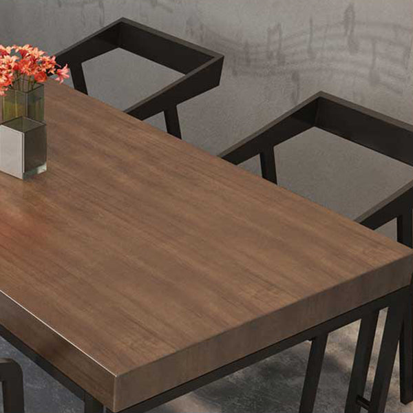 Industrial 1/2/5/7 Pieces Furniture Solid Wood Rectangle Dining Table Set in Brown
