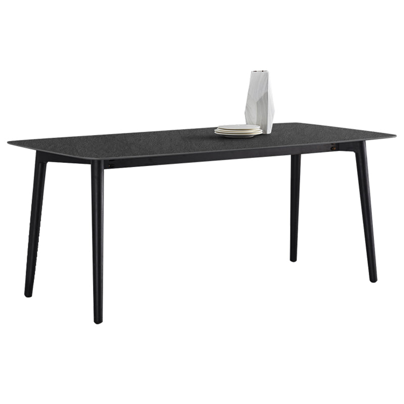 Black Modern Stone Top Dining Table Set 1/4/5/7 Pieces Dining Set with Wooden Chairs