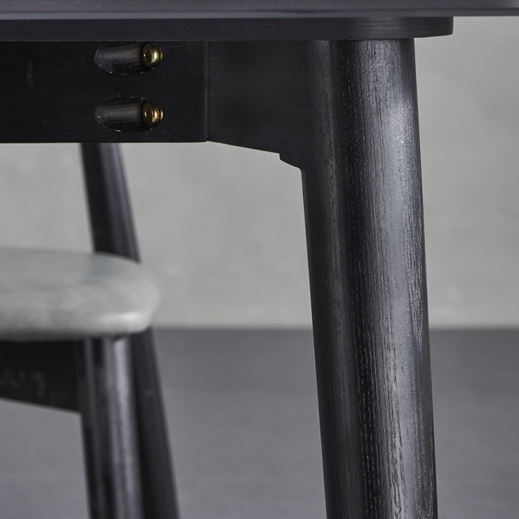 Black Modern Stone Top Dining Table Set 1/4/5/7 Pieces Dining Set with Wooden Chairs