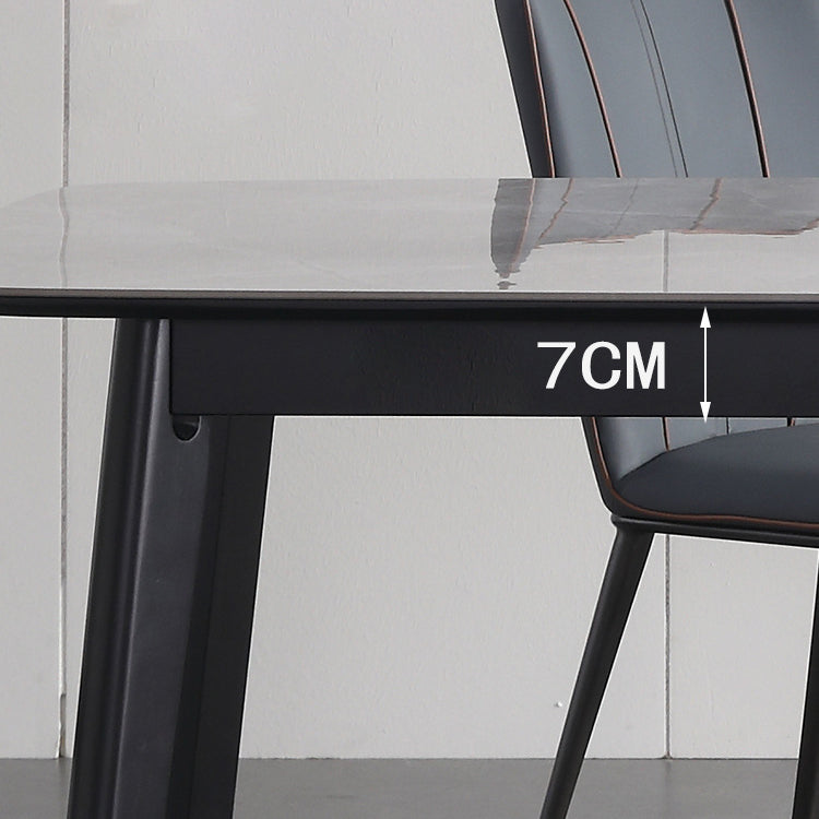 Minimalist 1/2/4/7 Pieces Furniture Stone Rectangle Dining Table Set in Gray