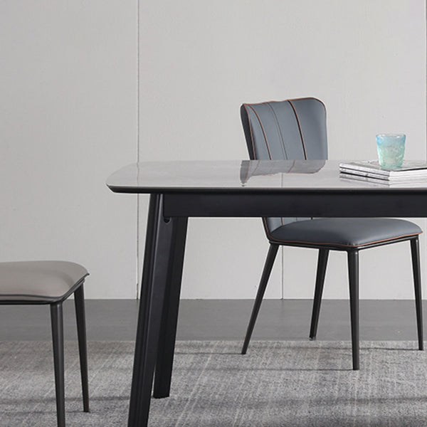 Minimalist 1/2/4/7 Pieces Furniture Stone Rectangle Dining Table Set in Gray