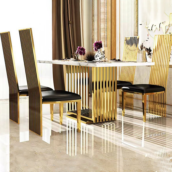 Minimalist 1/2/5 Pieces Furniture Stone Rectangle Dining Table Set in White