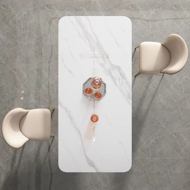 Minimalist 1/2/3/5/7 Pieces Furniture Stone Rectangle Dining Table Set in White