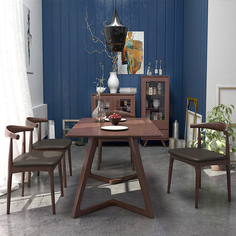 Contemporary 1/4/5 Pieces Furniture Rectangle Solid Wood Dining Table Set in Brown