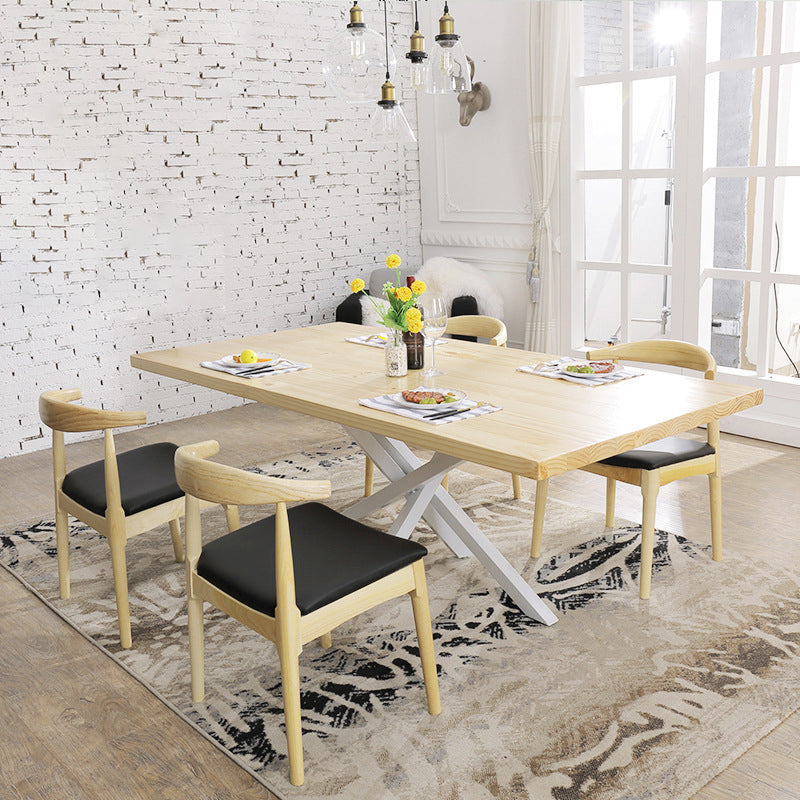 Contemporary 1/2/5 Pieces Furniture Rectangle Solid Wood Dining Set in Natural