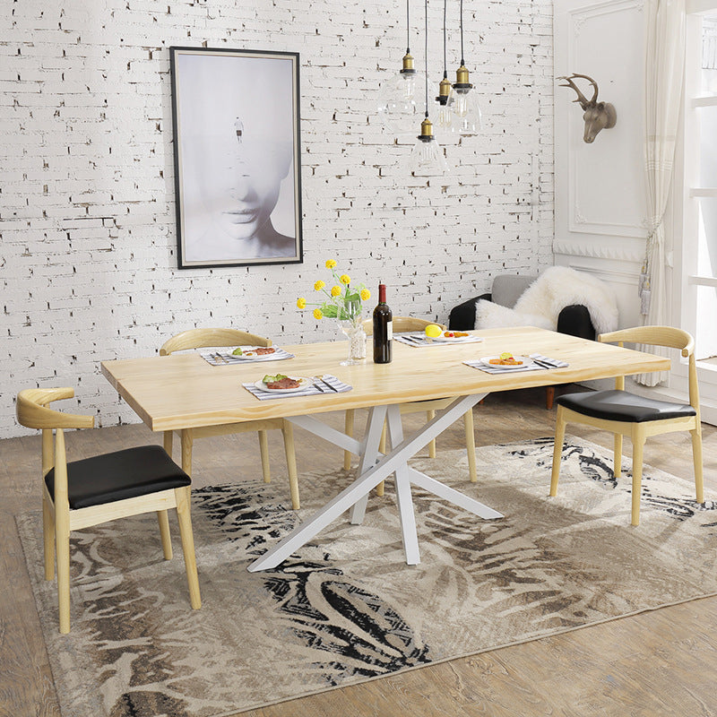 Contemporary 1/2/5 Pieces Furniture Rectangle Solid Wood Dining Set in Natural