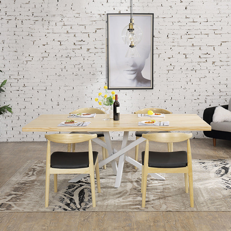 Contemporary 1/2/5 Pieces Furniture Rectangle Solid Wood Dining Set in Natural